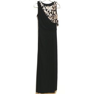 NWT new formal black gown with gold sequin detail
